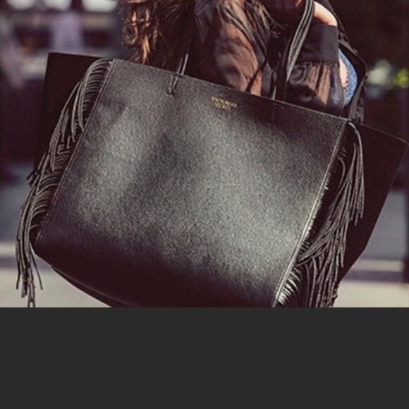 Tote Bag with Fringe BLACK  Victoria.s Secret - Picture 1 of 6